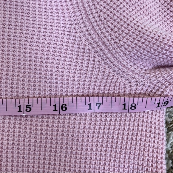 Ralph Lauren LRL Waffle Knit Cowl Neck Casual Sweater Pale Pink Cotton Sz S - Picture 12 of 16